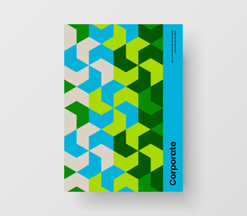 Modern mosaic hexagons corporate brochure template. Original placard vector design illustration.