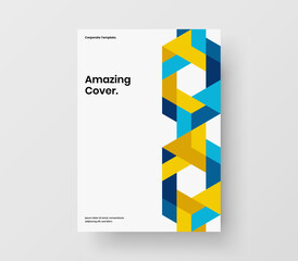 Bright company cover design vector concept. Premium geometric hexagons corporate identity illustration.
