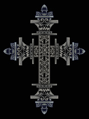 christ cross design with classic style engraving ornament for elements, editable color