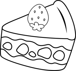 a vector of strawberry cake in black and white coloring