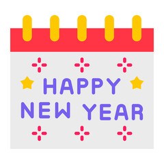 Happy New Year Flat Icon
