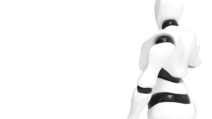 Detailed appearance of the white-black AI robot under white background. Concept 3D CG of automatic operation, optimization and block chain. PNG file format.