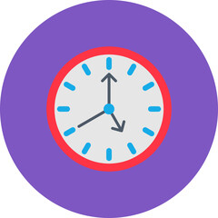 Clock Multicolor Circle Flat Icon
