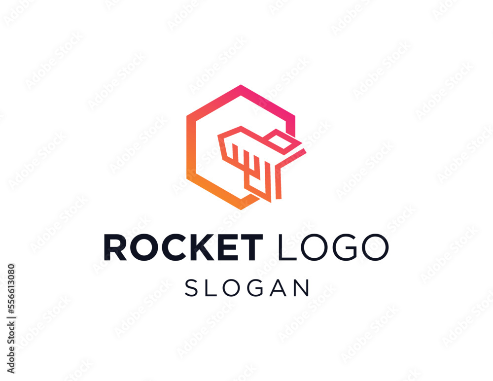 Poster logo about rocket on a white background. created using the coreldraw application.