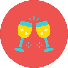 Cheers Multicolor Circle Flat Icon