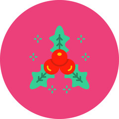 Mistletoe Multicolor Circle Flat Icon