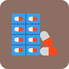 Capsules Multicolor Round Corner Flat Icon