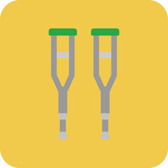 Crutches Multicolor Round Corner Flat Icon