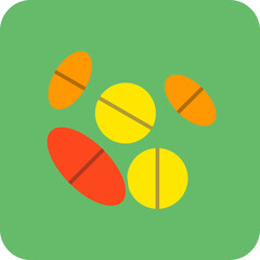 Pills Multicolor Round Corner Flat Icon