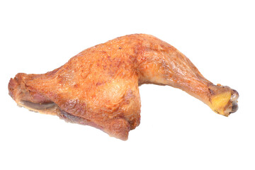 Fried chicken leg isolated on white background