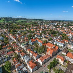 Fototapeta na wymiar Die nordwestliche Innenstadt von Kempten im Allgäu im Luftbild