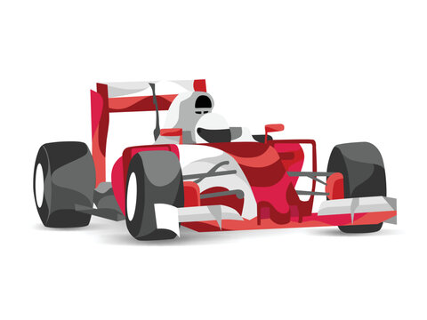 Trendy stylized cartoon formula race car vector illustration art