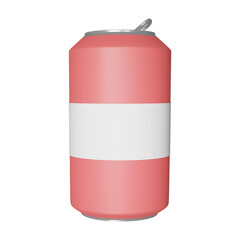 Light Red And White Drink Can Icon In 3D Render.
