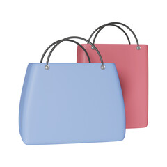 Blue And Pink Carry Bag For Sale Or Shopping Icon In 3D Render.