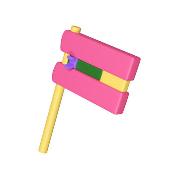 Isolated Colorful Matraca Icon In 3D Rendering.