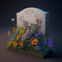 Flowers on a Tombstone AI Generated