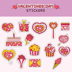 Sticker Style Lover Festival Or Valentine Day Element Set.