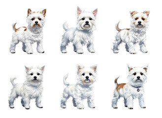 Fototapeta na wymiar set of white cute terrier