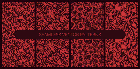 Set of seamless vector patterns in flat colors