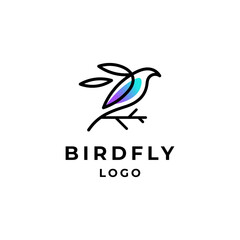 bird with lineart logo design