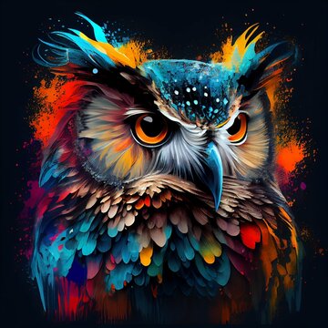 Abstract owl paint 