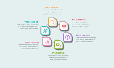 Business Infographic template. design options or steps with 6 numbers, Colorful infographic design template