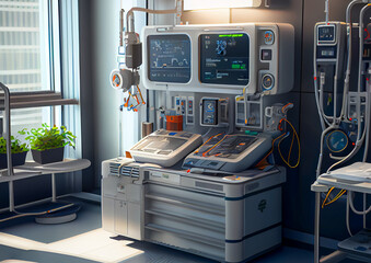 Futuristic hospital with new modern equipment, ai illustration