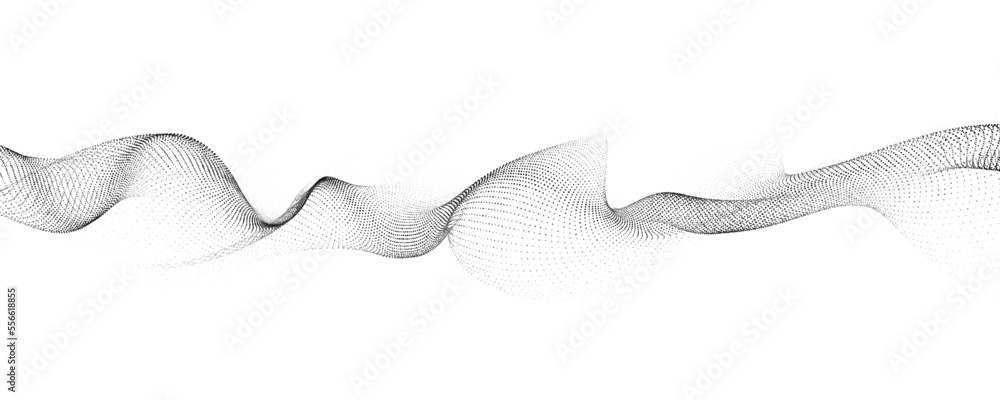 Poster abstract dynamic smooth wave. sound wave concept. futuristic particle flow on a white background. di