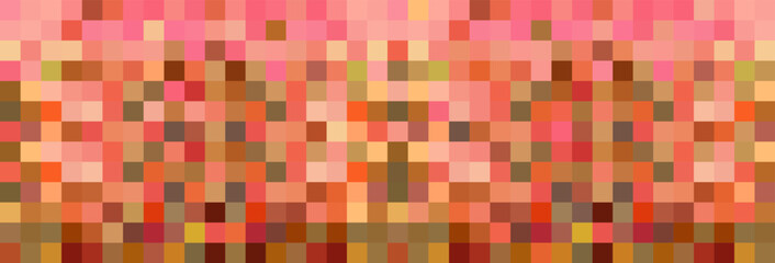 Pixel texture background digital mosaic vector frame or pixilate warm orange yellow red pink multicolor abstract blocks greed banner graphic design, geometric tile for fabric textile backdrop image