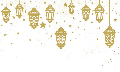 Golden Islamic lantern on transparent background  © sense