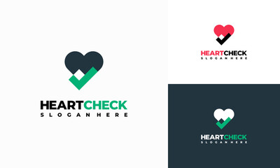 Heart Check logo designs concept vector, Heart care logo template