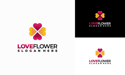 Love Flower logo designs concept vector, Nature Flower