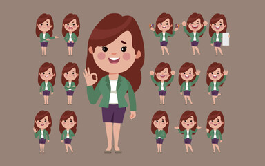 Set of people with different poses