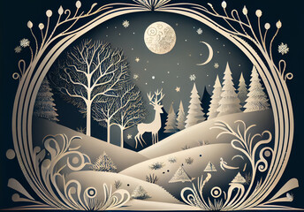 illustration of an Christmas background with moon