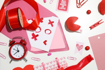 Concept of Happy Valentine's day, top view