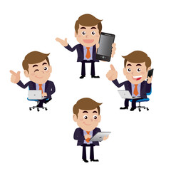 Set of man characters in different poses