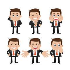 Set of businessman characters in different poses