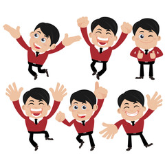 Set of businessman characters in different poses