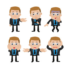 Set of businessman characters in different poses