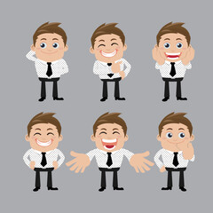 Fototapeta premium Set of businessman characters in different poses