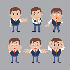 Set of businessman characters in different poses