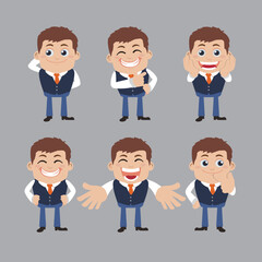 Set of businessman characters in different poses