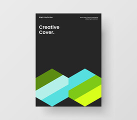Multicolored booklet design vector template. Original mosaic hexagons corporate identity illustration.