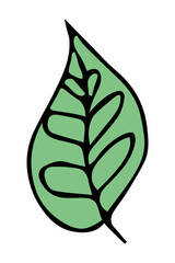 Naklejka premium Hand drawn simple leaf. Eco doodle clipart. Botanical illustration