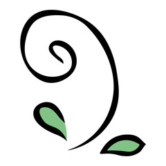 Obraz premium Hand drawn simple leaf. Eco doodle clipart. Botanical illustration
