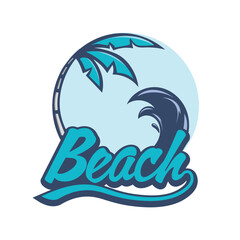 palm tree and ocean waves vector beach logo design