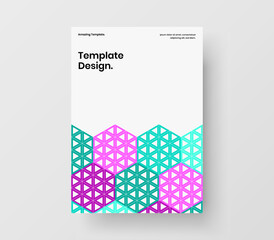 Abstract mosaic hexagons pamphlet concept. Clean booklet design vector layout.