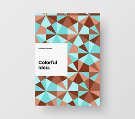Vivid geometric hexagons brochure illustration. Multicolored corporate cover design vector template.