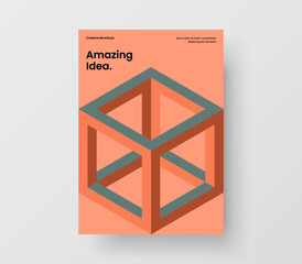 Creative mosaic hexagons front page template. Isolated journal cover A4 vector design layout.