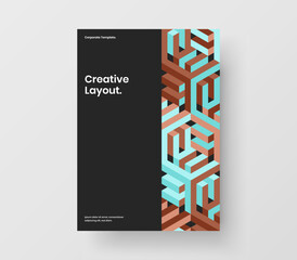 Original journal cover design vector concept. Modern geometric tiles placard illustration.